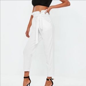 Zara paperbag white cotton pants